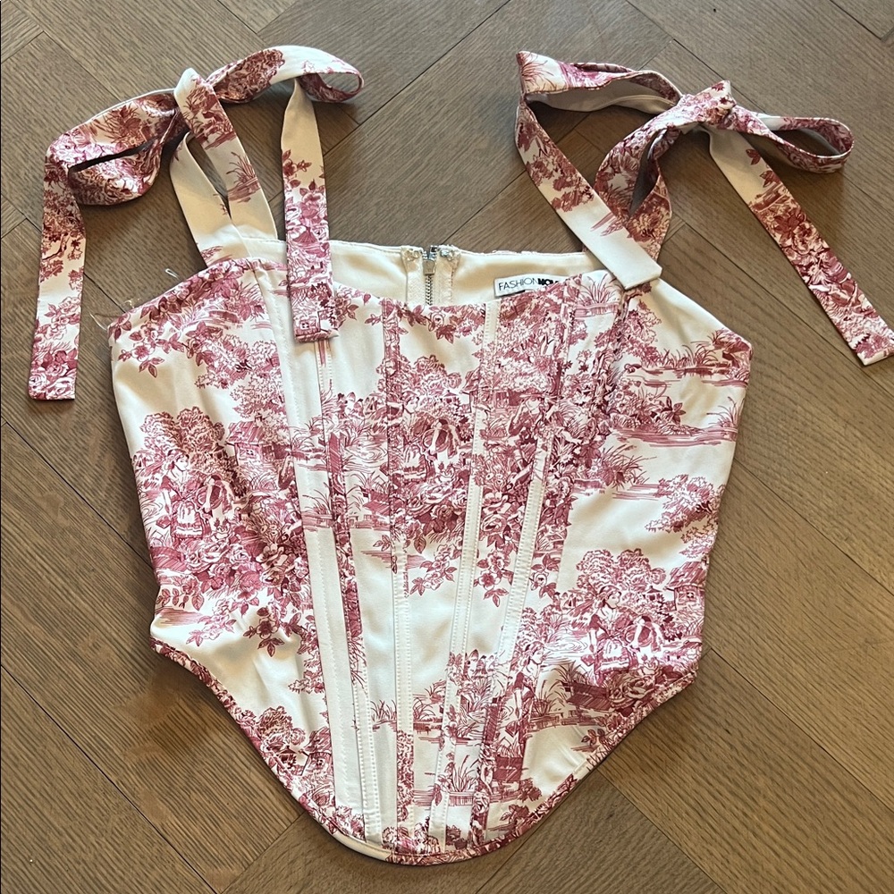 Fashion nova Pink and White Corset Top